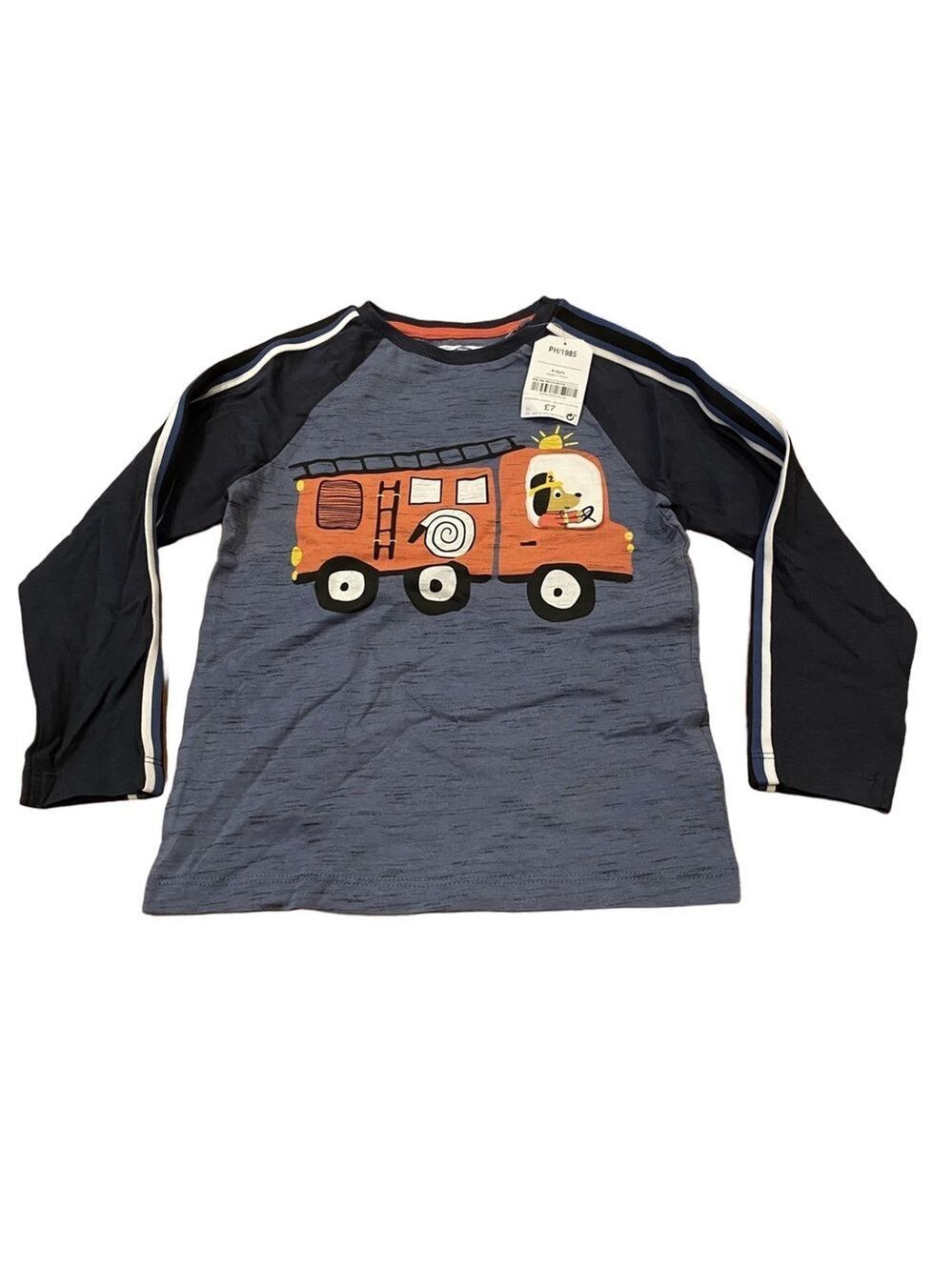 Next Direct Boys 4-5yr Long Sleeve Tee Shirt Top Firetruck Peek a Boo Door NWT